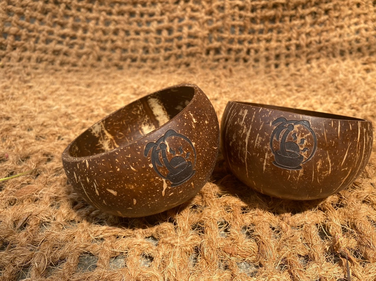 Authentic Coconut Shell Cup, waterproofed, biodegradable, coconut shell